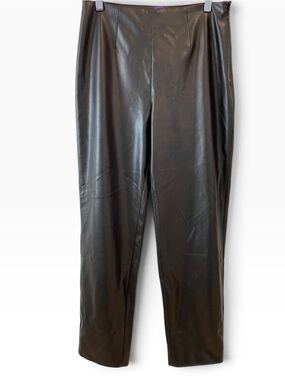 Black Faux Leather Pants High Rise Straight Leg European Chic Tabac Paris Size